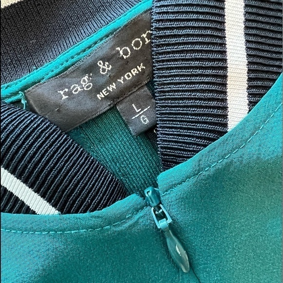 RAG & BONE Ribbed Neck Sleeveless Green Shift Dress Size L - Picture 11 of 16